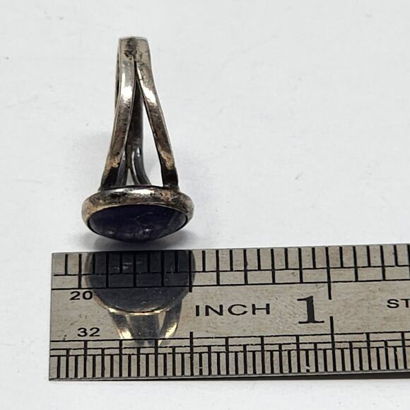 Antique Sterling Silver Size 4 Lapis Lazuli Ring - Picture 6 of 9